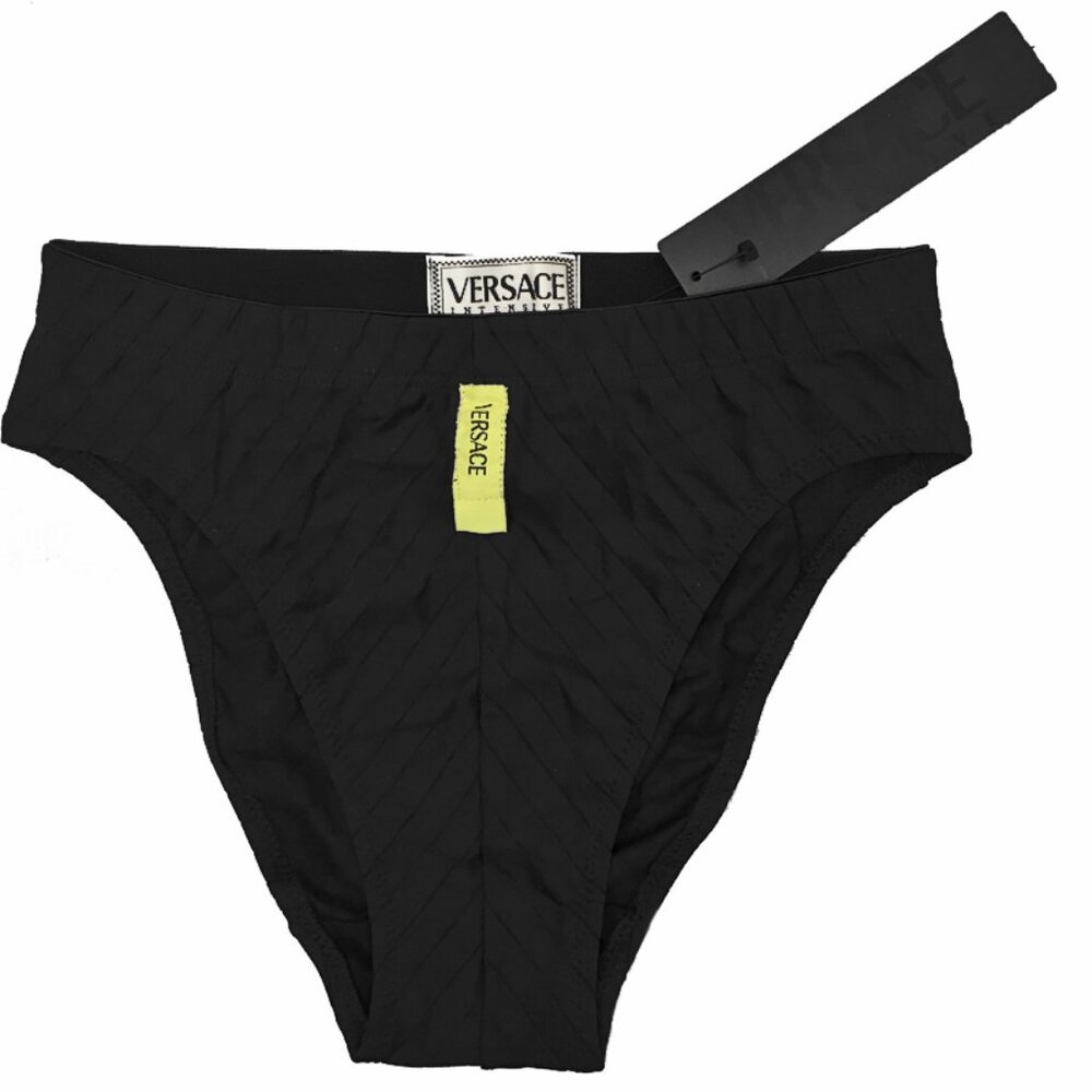 NEW Versace Intensive Panties!  Large  Black With Signature Versace Tab Detail